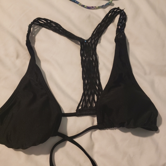 Black crocheted racerback bikini top - Picture 1 of 3